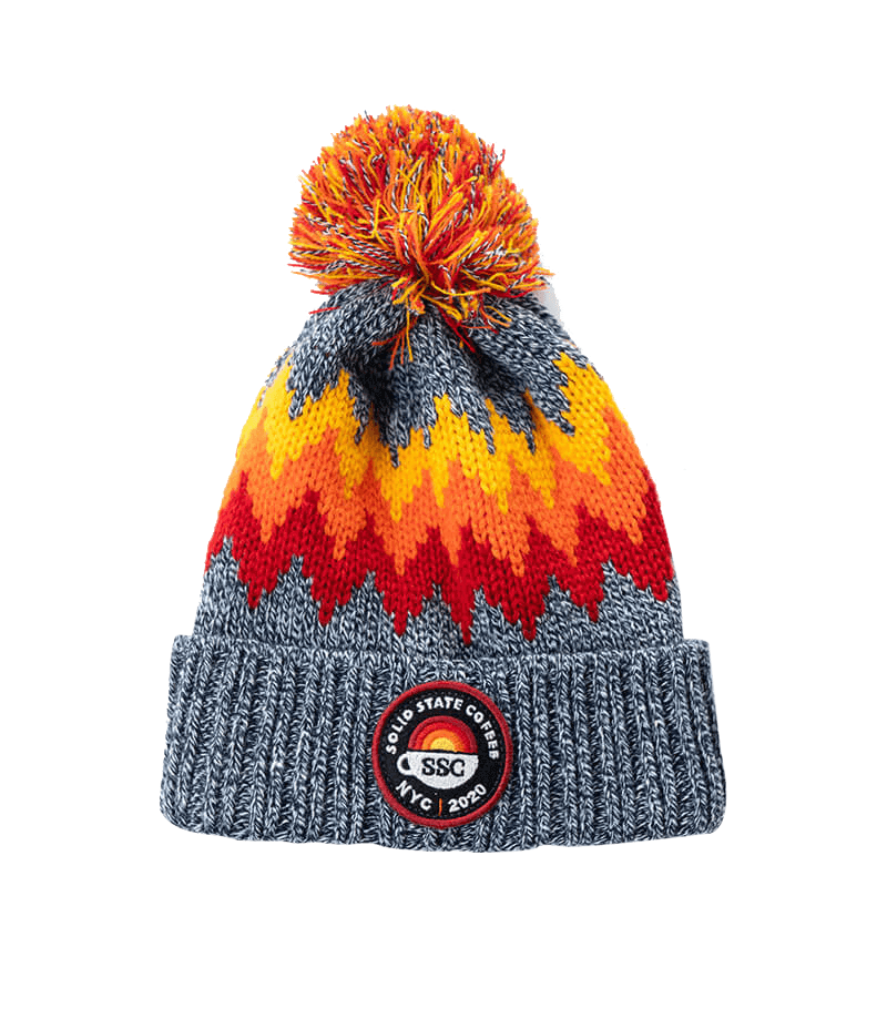 Zig Zag Pom Beanie – Solid State Coffee